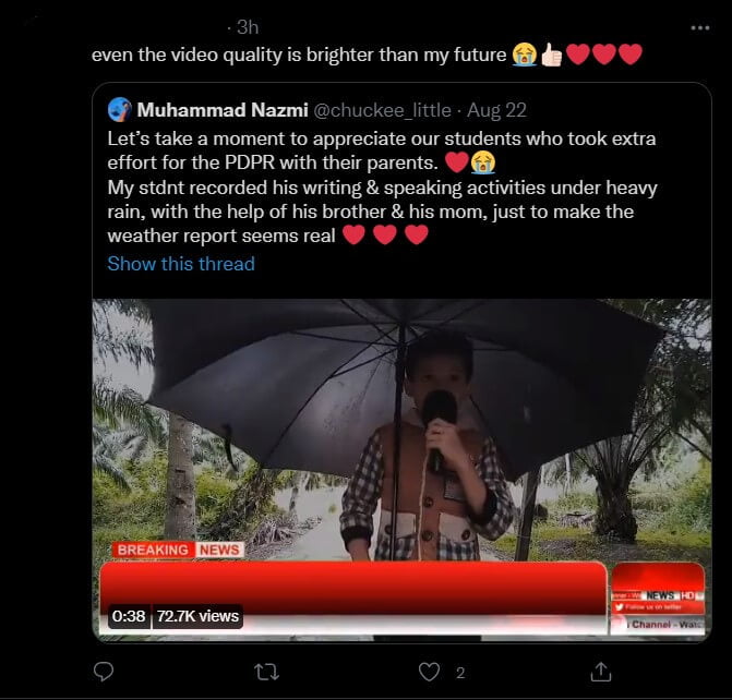 [VIDEO] Sanggup Buat Liputan Cuaca Dalam Hujan, Usaha PDPR Budak Lelaki Di Lawas Ini Terima Pujian Netizen