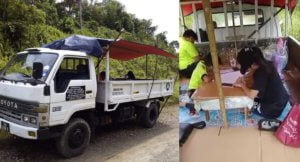 Demi Keselesaan Anak Belajar, Bapa Jadikan Lori Sebagai 'Bilik Darjah Bergerak' Di Limbang
