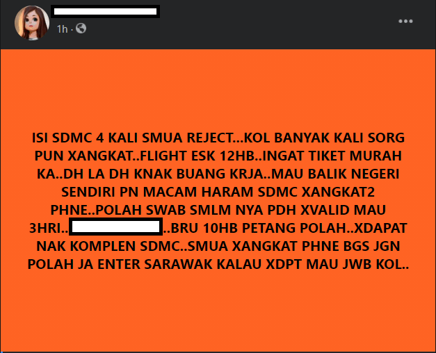 4 Kali Permohonan Balik Ke Sarawak Ditolak, Netizen Luah Kekecewaan