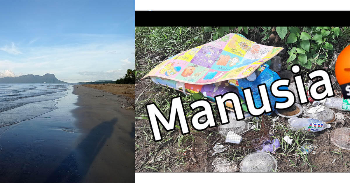 Dulu Hidden Gem, Lepas Trending Sampah Sarap Mula Penuhi Pantai Trombol Kuching