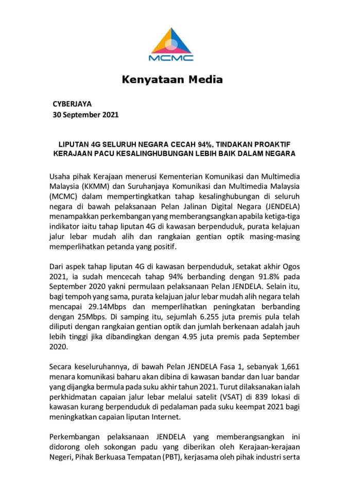 SKMM Lapor Liputan 4G Di Malaysia Cecah 94% Namun Disangkal Keras Oleh Netizen