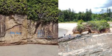 Sedih Dengan Pengunjung Yang Tidak Bermoral, Pantai Batu Gajah Bintulu Dicemari Vandalisme