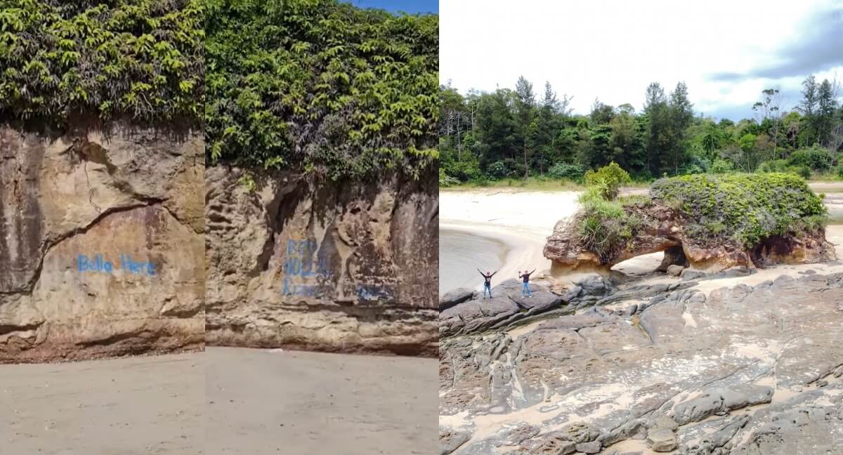 Sedih Dengan Pengunjung Yang Tidak Bermoral, Pantai Batu Gajah Bintulu Dicemari Vandalisme