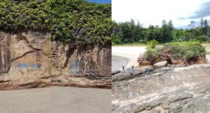 Sedih Dengan Pengunjung Yang Tidak Bermoral, Pantai Batu Gajah Bintulu Dicemari Vandalisme