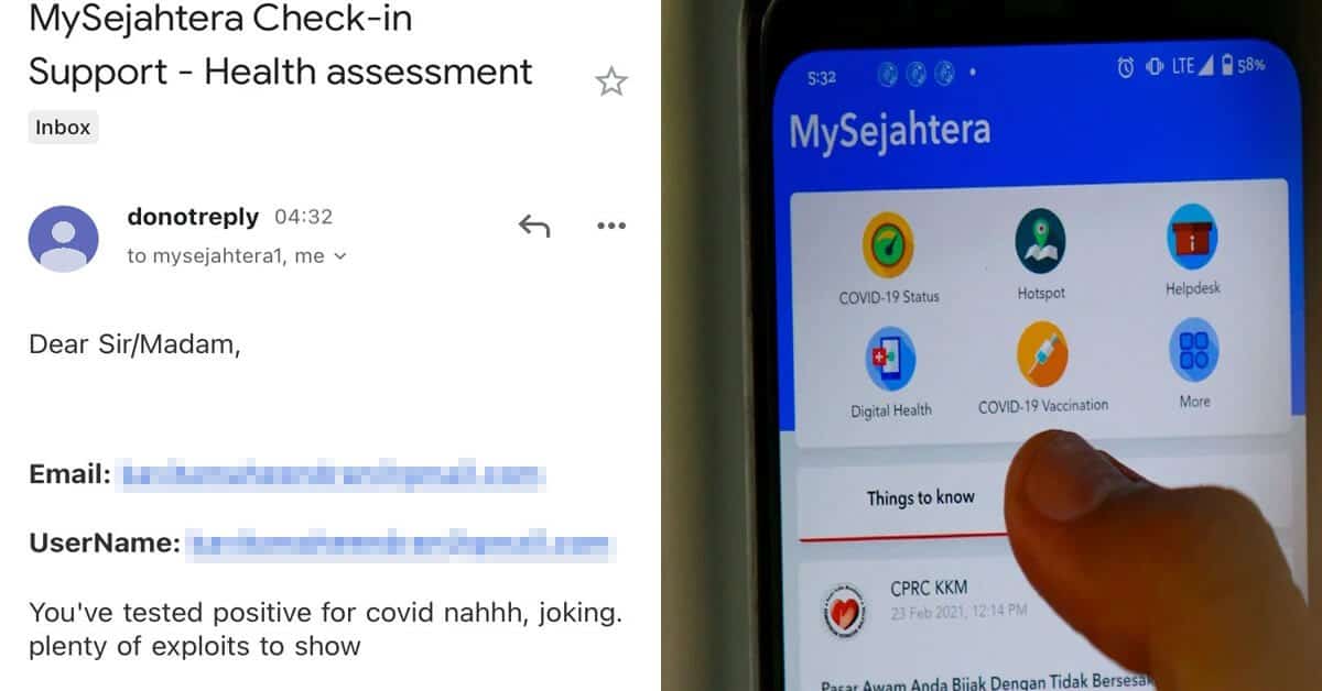 Netizen Terima E-mel Dan OTP 'Troll' Dari MySejahtera, Aplikasi Ini Dibimbangi Hadapi Masalah Keselamatan