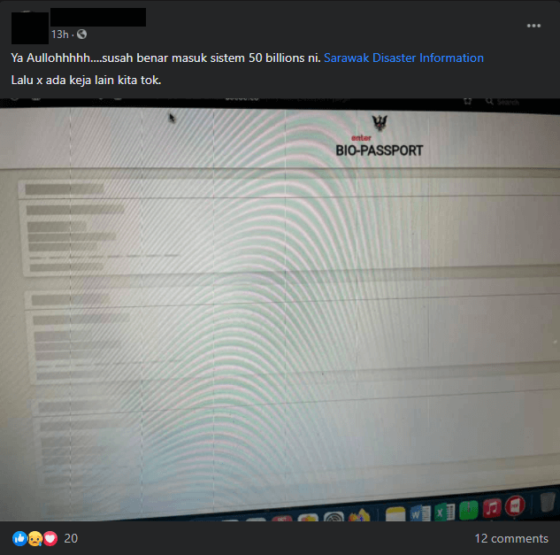 Netizen Persoal Sistem enterSarawak Yang 'Rutit', Bermasalah Dan Kesukaran Yang Tidak Berkesudahan