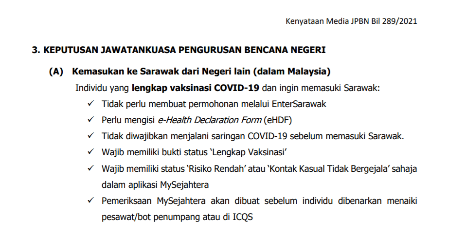 TERKINI : Tidak Perlu Isi EnterSarawak Untuk Memasuki Sarawak Lagi