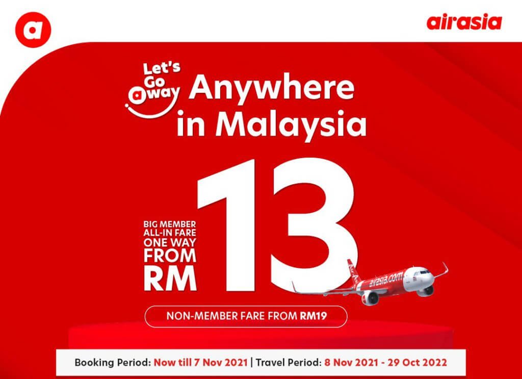 Sempena Kebenaran Melancong Ke Sabah, AirAsia Tawar Promosi Penerbangan Harga Durian Runtuh Serendah RM13
