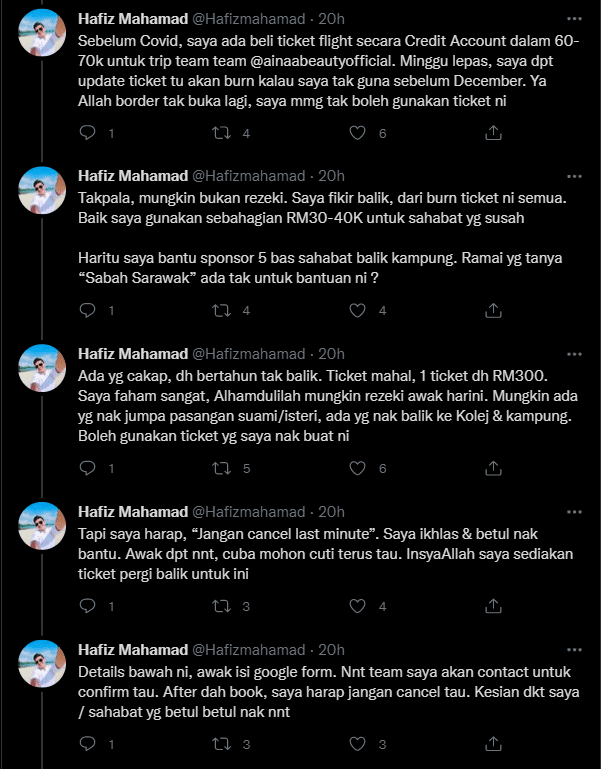 Tak Nak Bazir Kredit Akaun, Influencer Ini Mahu Belanja Tiket Pulang Percuma Ke Sabah dan Sarawak