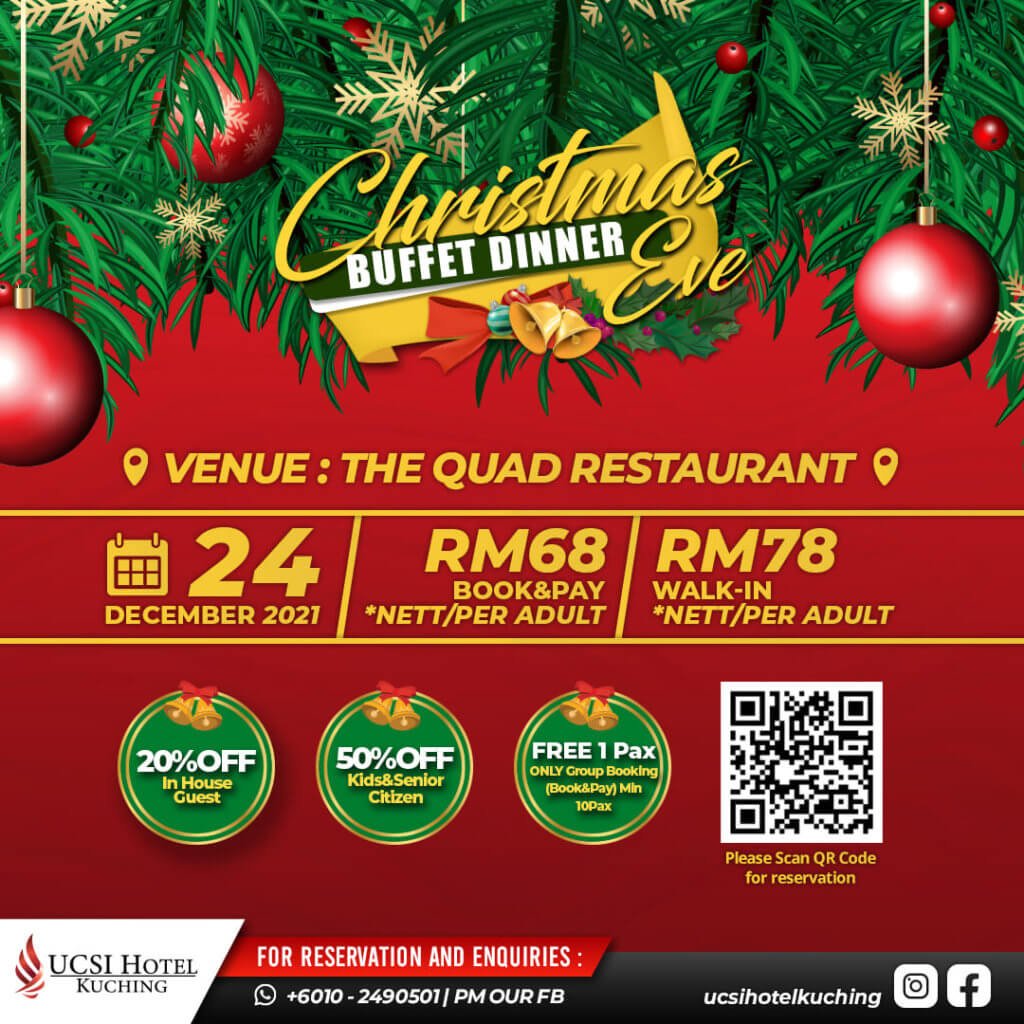 Sambut Krismas Bersama Keluarga, Ini 4 Hotel Menyediakan Buffet Bawah RM100 Seorang Di Kuching
