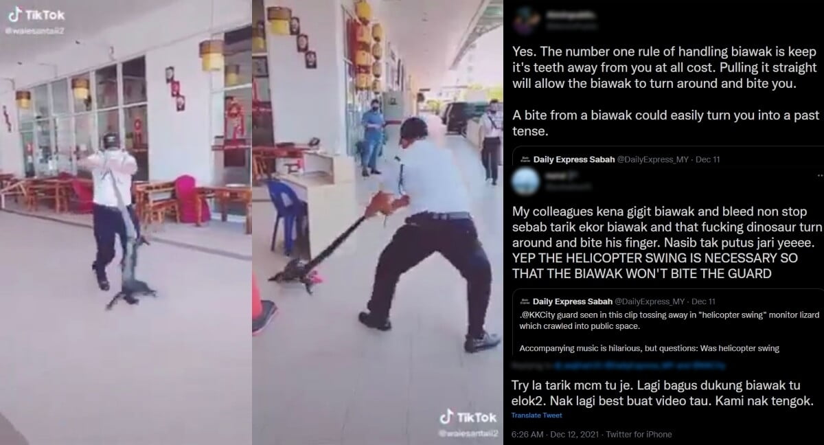'Nak Dukung Dulu Ke?', Aksi Pengawal Keselamatan Hayun Biawak Di Sabah Cetus Perdebatan Kalangan Netizen