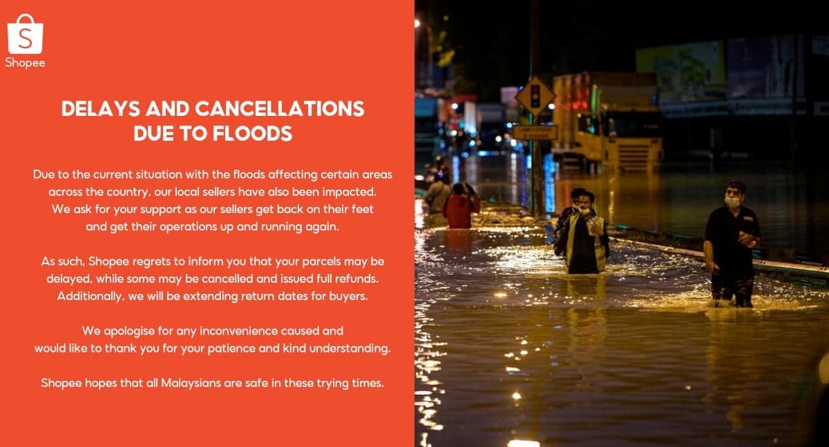 Penjual Tempatan Terjejas Akibat Banjir, Shopee Minta Maaf Atas Kelewatan Penghantaran 'Parcel'