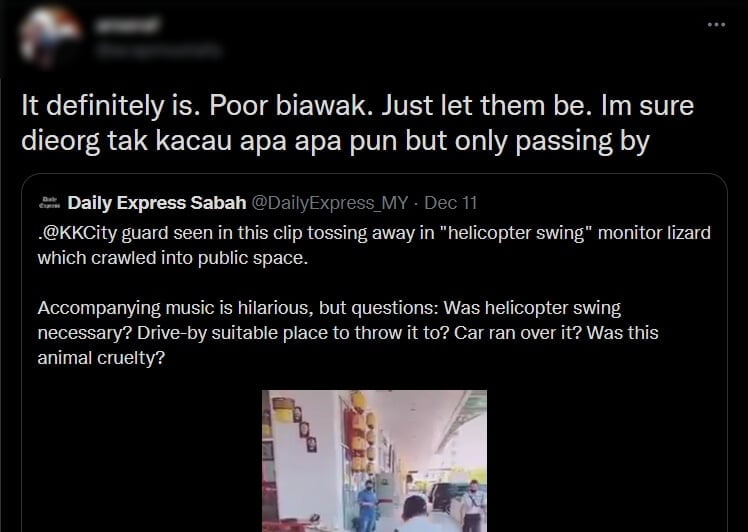 'Nak Dukung Dulu Ke?', Aksi Pengawal Keselamatan Hayun Biawak Di Sabah Cetus Perdebatan Kalangan Netizen