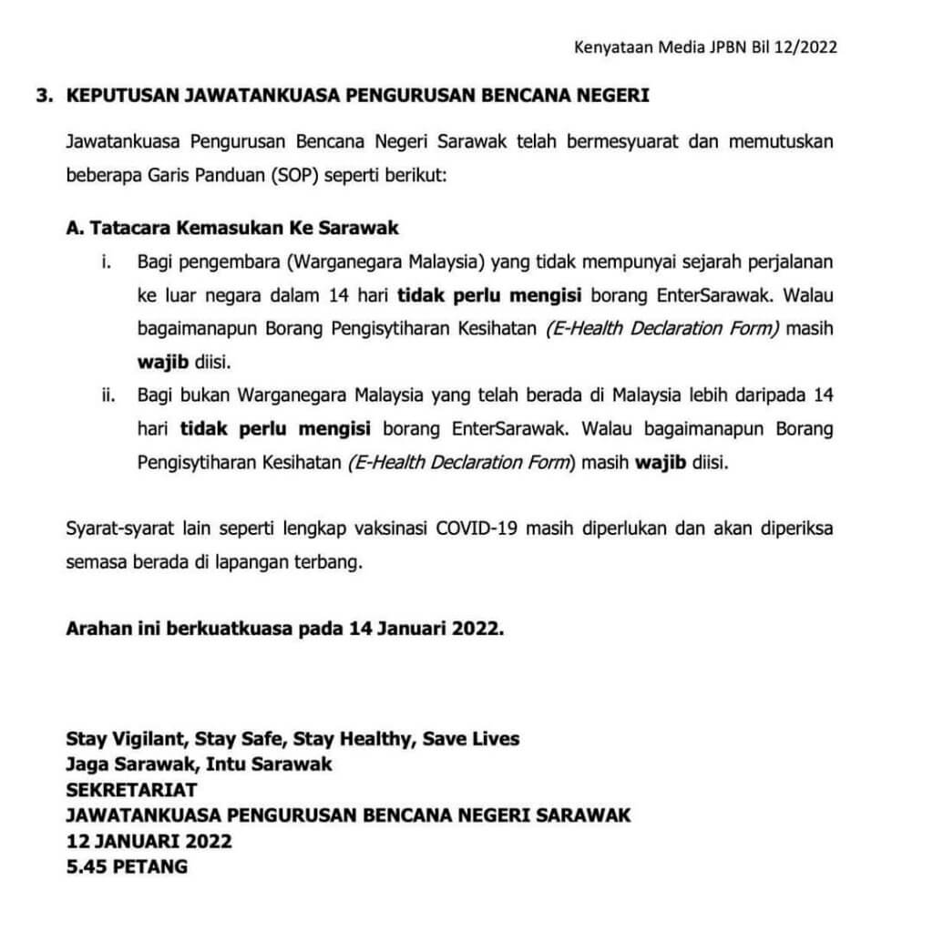 TERKINI : Tidak Perlu Isi EnterSarawak Sekiranya Tidak Mempunyai Sejarah Ke Luar Negara Dalam 14 Hari 7 TERKINI : Tidak Perlu Isi EnterSarawak Sekiranya Tidak Mempunyai Sejarah Ke Luar Negara Dalam 14 Hari