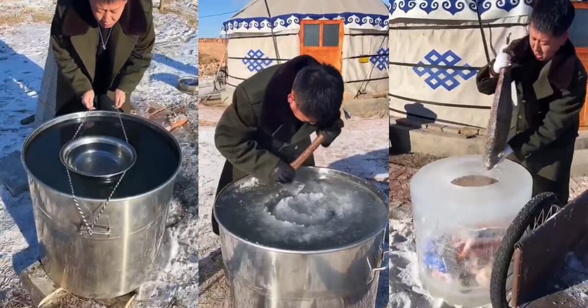Hanya Guna Ais, Lelaki Dari Mongolia Ini Mengagumkan Netizen Dengan Membuat Peti Sejuk Asli