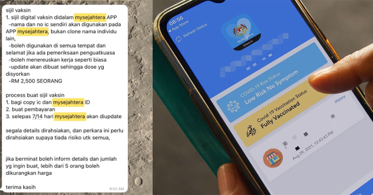 Demi Tukar Status Dalam MySejahtera, Golongan Antivaksin Sanggup Bayar RM2.5K