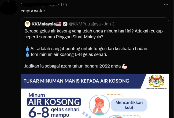 image 1 Akibat Autotranslate Facebook, KKM Dikecam Hanya Kerana Perkataan 'Air Kosong'