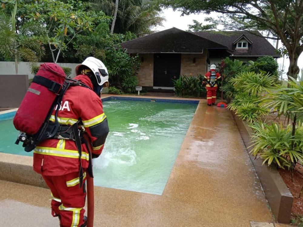 Letupan Klorin Di Resort Lundu, Seorang Pekerja Lelaki Cedera Di Bahagian Muka