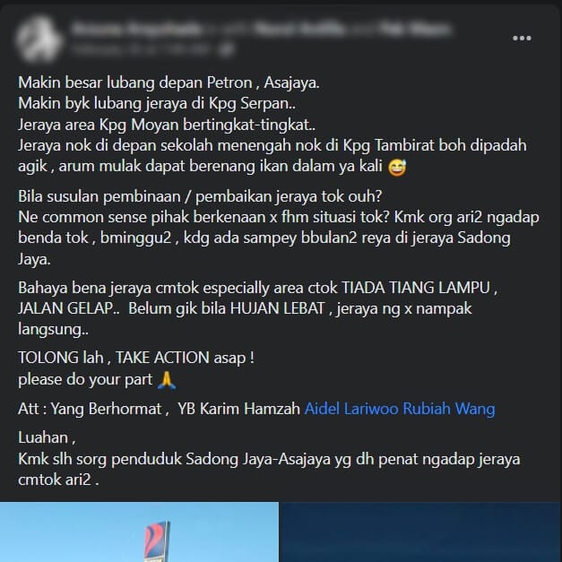 Masih Belum Ada Tindakan Dari Pihak Bertanggungjawab, Jalan Asajaya Ke Samarahan Makin Teruk 7 Masih Belum Ada Tindakan Dari Pihak Bertanggungjawab, Jalan Asajaya Ke Samarahan Makin Teruk