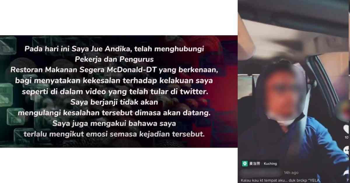 Jue Andika Akhirnya Mohon Maaf Pada Pekerja McD, Janji Tidak Ulang Kesilapan Lagi