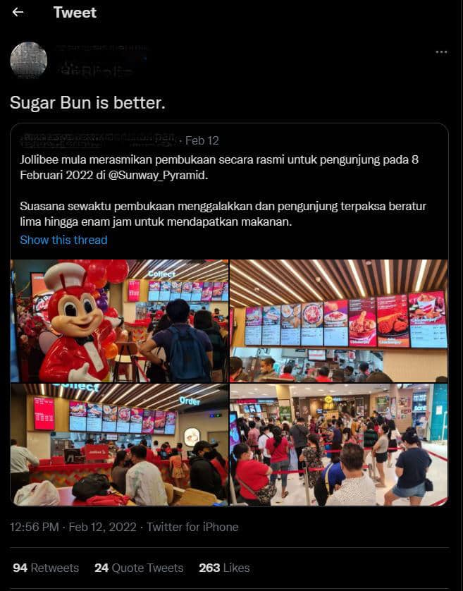 Restoran Makanan Segera 'Legend' Sarawak, SugarBun Kini Buka Cawangan Di Putrajaya