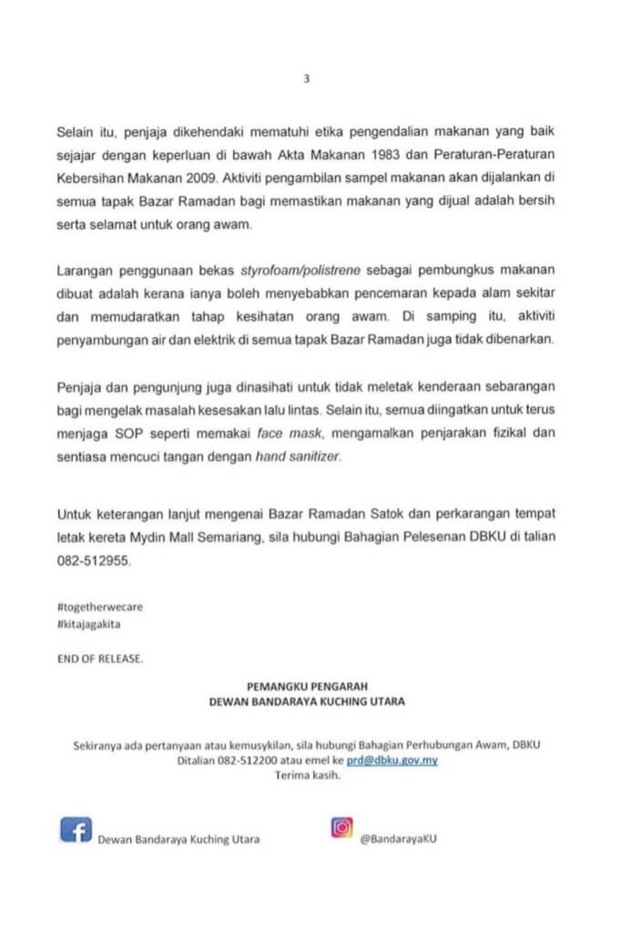 Perhatian Untuk Peniaga! Pendaftaran Tapak Peniaga Bazaar Ramadan Satok Dan Mydin Semariang Kini Dibuka 10 Perhatian Untuk Peniaga! Pendaftaran Tapak Peniaga Bazaar Ramadan Satok Dan Mydin Semariang Kini Dibuka