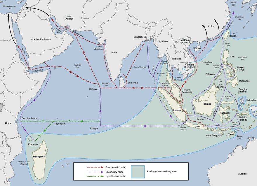 Perhiasan Yang Ternilai, Ketahui Bagaimana Pelbagai Kaum Di Sarawak Mula Memiliki Manik 10 880px Austronesian maritime trade network in the Indian Ocean Perhiasan Yang Ternilai, Ketahui Bagaimana Pelbagai Kaum Di Sarawak Mula Memiliki Manik