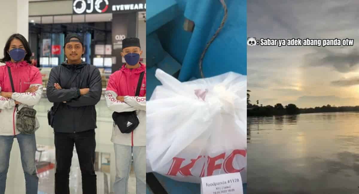 Kempunan Makan KFC, Tindakan Abang Rider Di Bintulu Yang Sanggup Redah Sungai Untuk Hantar Makanan Dipuji Netizen