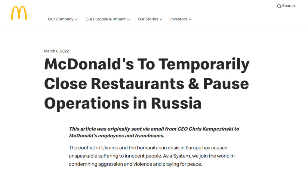 McDonalds, Starbucks Dan Coca-Cola Gantung Aktiviti Perniagaan Di Russia