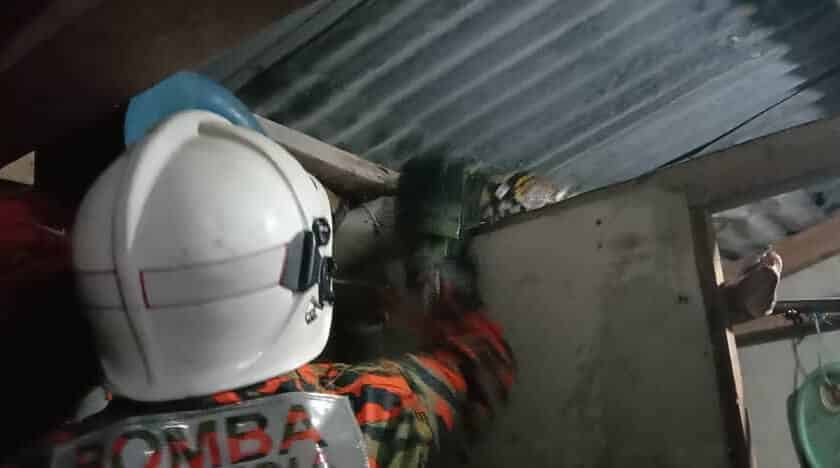 kch 210322 mtu snake p2 Termasuk Kawasan Tandas Rumah, Seekor Ular Sawa Batik Berjaya Ditangkap Di Betong
