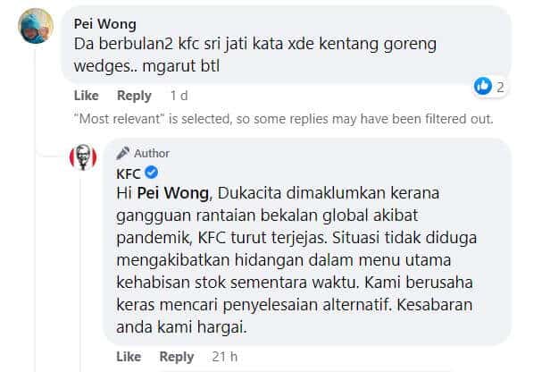Kecewanya! Coleslaw Tak Ada Lagi Sekarang Cheezy Wedges Pula Habis Stok Di KFC Cawangan Kuching 8 Kecewanya! Coleslaw Tak Ada Lagi Sekarang Cheezy Wedges Pula Habis Stok Di KFC Cawangan Kuching