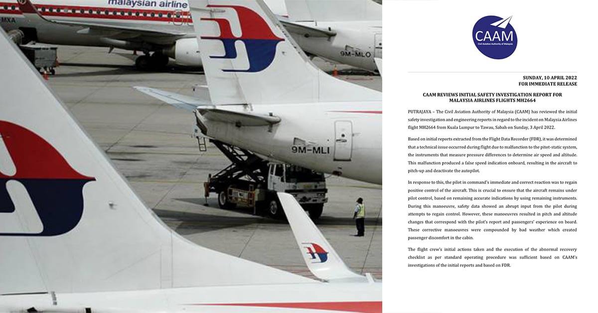 Kejadian U-Turn Ke KLIA Selepas 30 Minit, Isu Teknikal Disebabkan Oleh Sistem Pilot-Statik