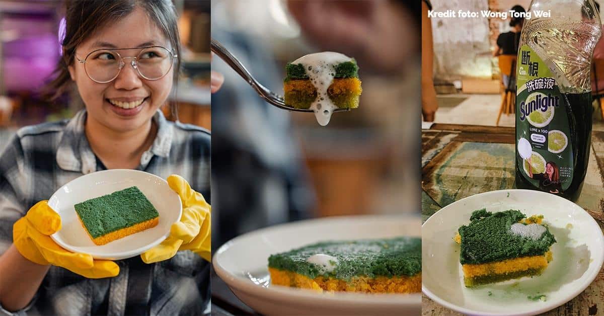 Sempena April Fool's, KANTIN At The Granary Menghidangkan Kek Span Yang Kelihatan Seperti Span Pencuci Pinggan