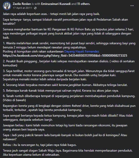 Ibu Terpaksa Bersalin Sendiri, Dilema Jalan Buruk Di Pedalaman Nabawan Sampai 'Hailak' Pun Terbalik