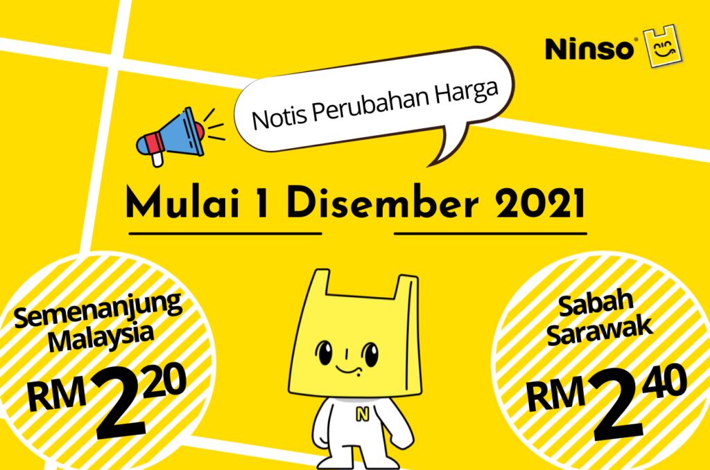 Naik Harga Lagi, Ninso Cawangan Sarawak Tukar Harga Dari RM2.30 Ke RM2.60 Bermula Jun Ini