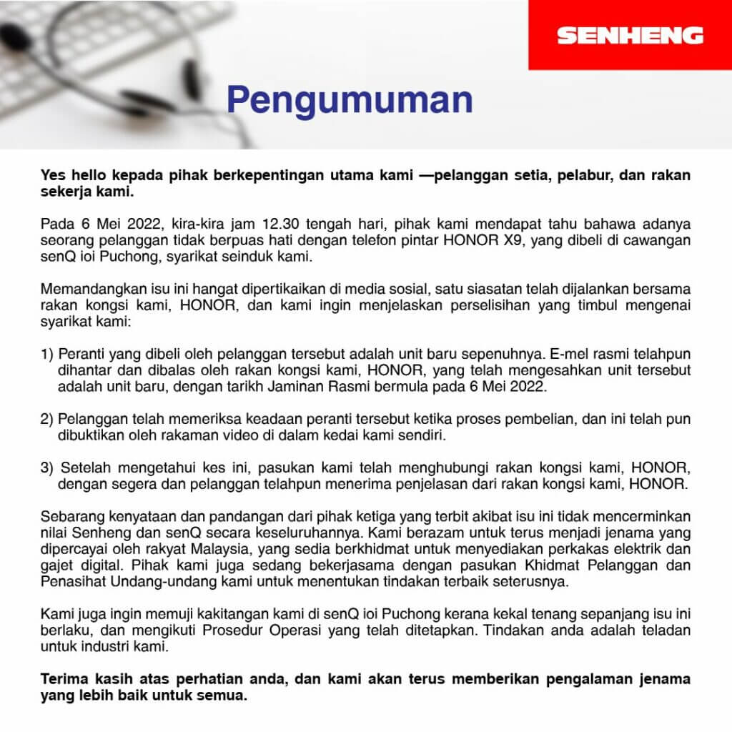Tular Lelaki Mengamuk Dakwa Sen Heng Jual Telefon Terpakai, Kenyataan Rasmi Pula Undang Kecaman 7 Tular Lelaki Mengamuk Dakwa Sen Heng Jual Telefon Terpakai, Kenyataan Rasmi Pula Undang Kecaman