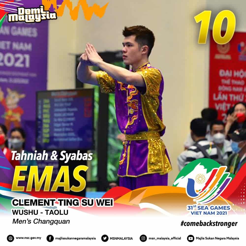 SEA Games 2022: Atlet Wushu Sarawak, Clement Ting Sumbang Emas Ke-10 Malaysia