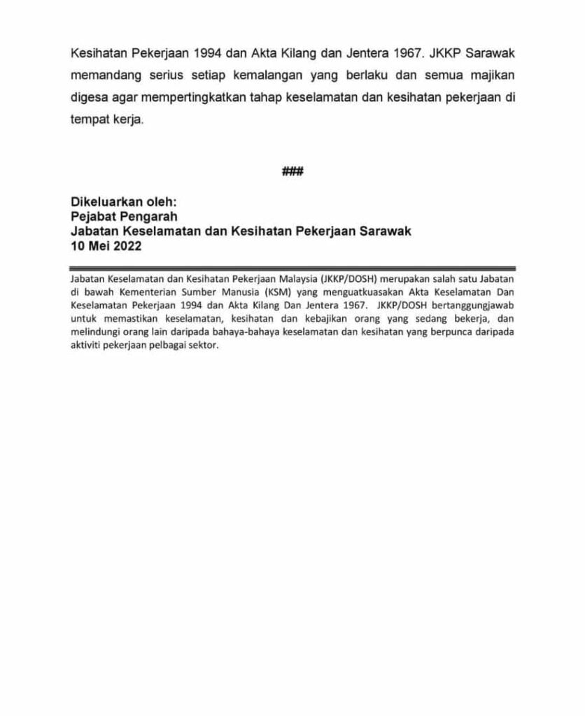 Letupan Di Kilang Samalaju Bintulu, 2 Pekerja Maut Semasa Menjalankan Kerja Sambungan Paip