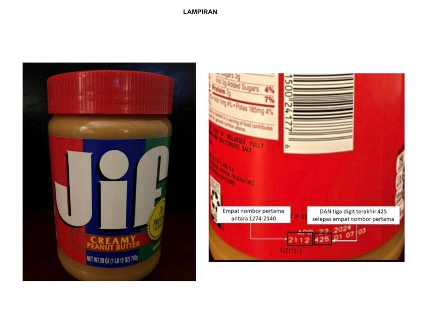 Dikhuatir Tercemar Dengan Salmonella, Mentega Kacang Jenama Jif Ditarik Balik Dari Pasaran