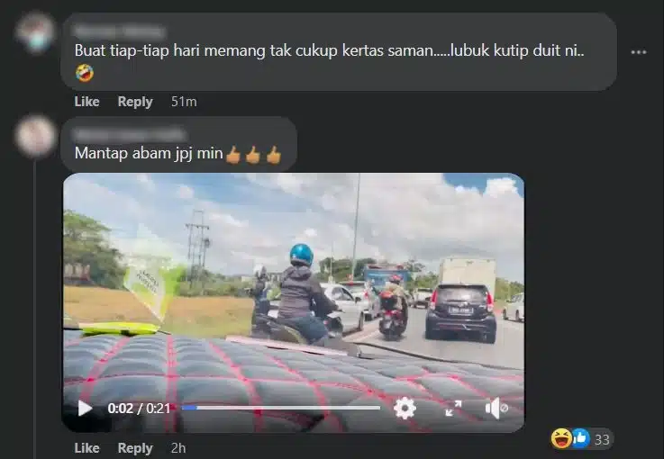 Netizen Puji JPJ Sarawak Tahan Pemandu Guna Laluan Motosikal Di Samarahan