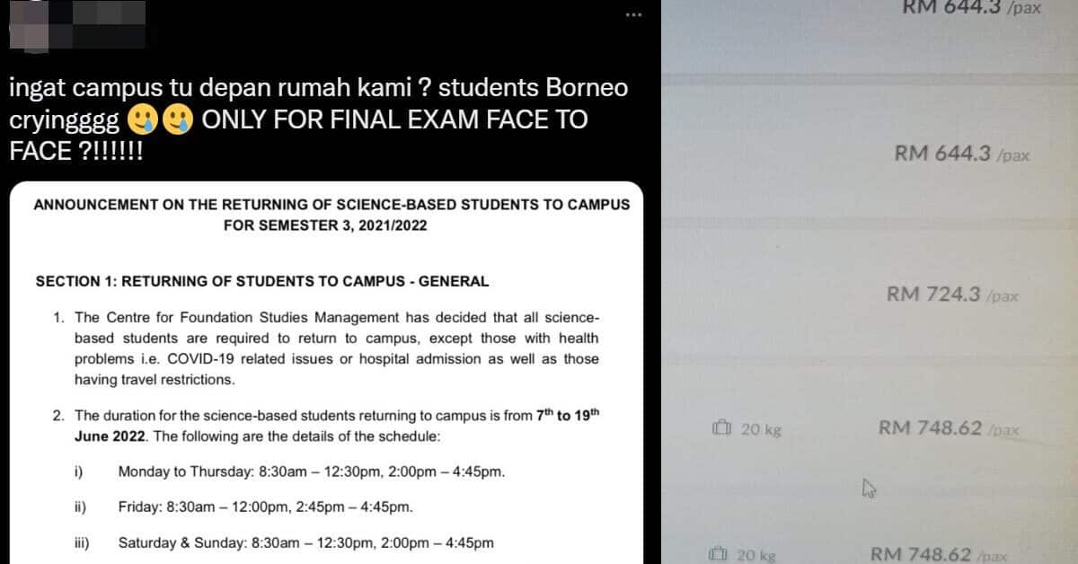 "Pelajar Borneo Menangis," Pelajar Universiti Bengang Perlu Balik Saat Akhir Hanya Untuk Peperiksaan