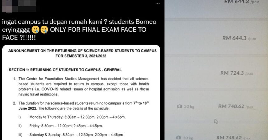"Pelajar Borneo Menangis," Pelajar Universiti Bengang Perlu Balik Saat Akhir Hanya Untuk Peperiksaan