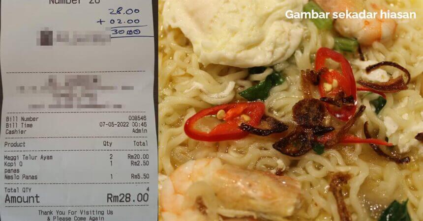 Maggi Telur Ayam RM10 Satu, Netizen Terkejut Dengan Bil Kedai Makan Di Sabah Ini