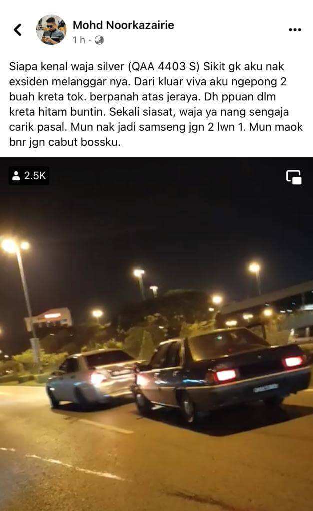 Netizen Mohon Kerjasama Kesan Waja Perak Langgar Lari, Acah Samseng di Simpang 3 Kuching