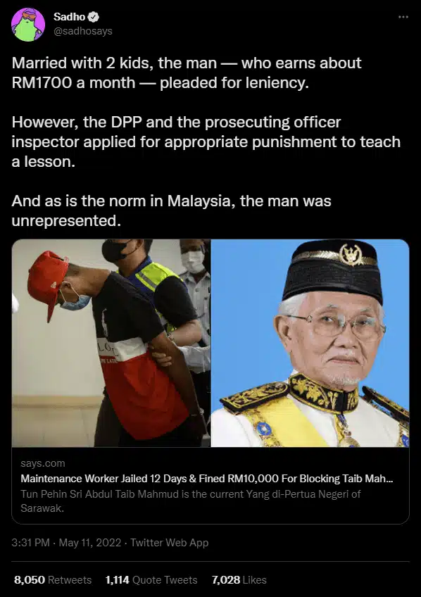 Netizen Sepakat Kumpul Derma Lunas Denda Lelaki Dijel Halang Konvoi TYT Sarawak