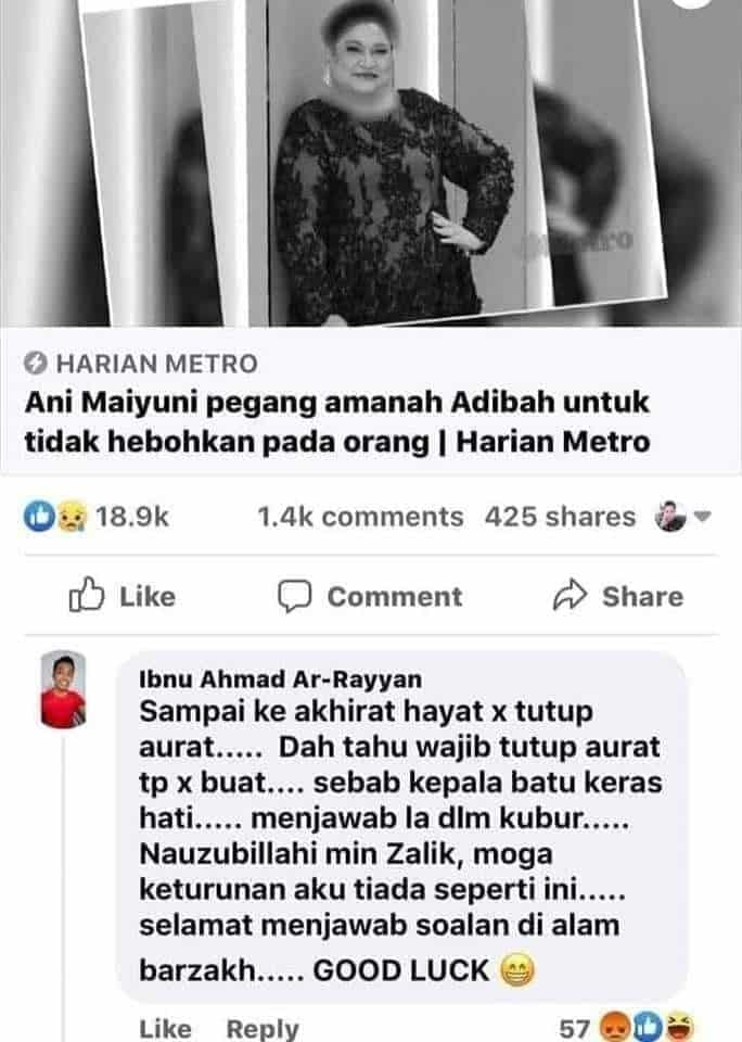 Kutuk Allahyarhamah Adibah Noor Tak Bertudung, Netizen Siasat Siapa 'Ibnu Ahmad Ar-Rayyan'