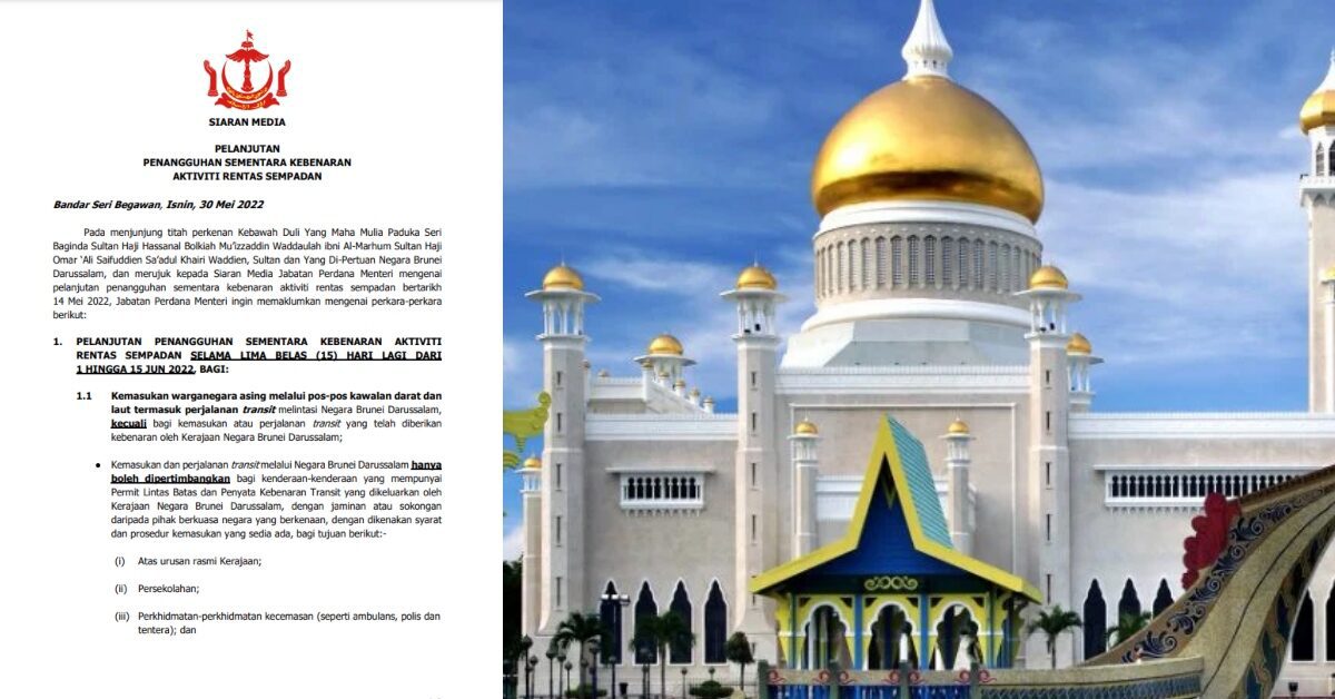 Brunei Lanjutkan Penangguhan Aktiviti Rentas Sempadan Sehingga 15 Jun