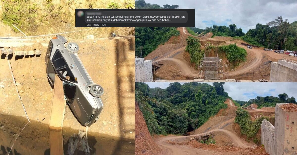 Kenderaan Terjunam Tertusuk Kayu, Netizen Tuntut Percepat Pembaikan Jalan Di Kapit-Putai