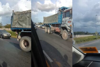 Potong Barisan Guna Laluan Motosikal, Netizen Puas Hati Lihat Tindakan Lori Ini Di Bulatan Samarahan