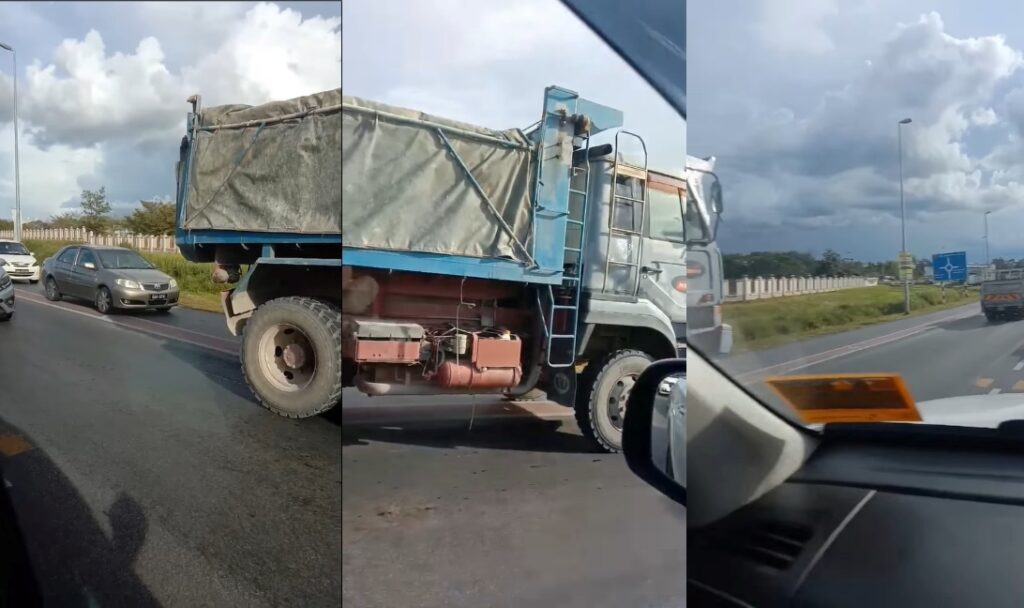 Potong Barisan Guna Laluan Motosikal, Netizen Puas Hati Lihat Tindakan Lori Ini Di Bulatan Samarahan
